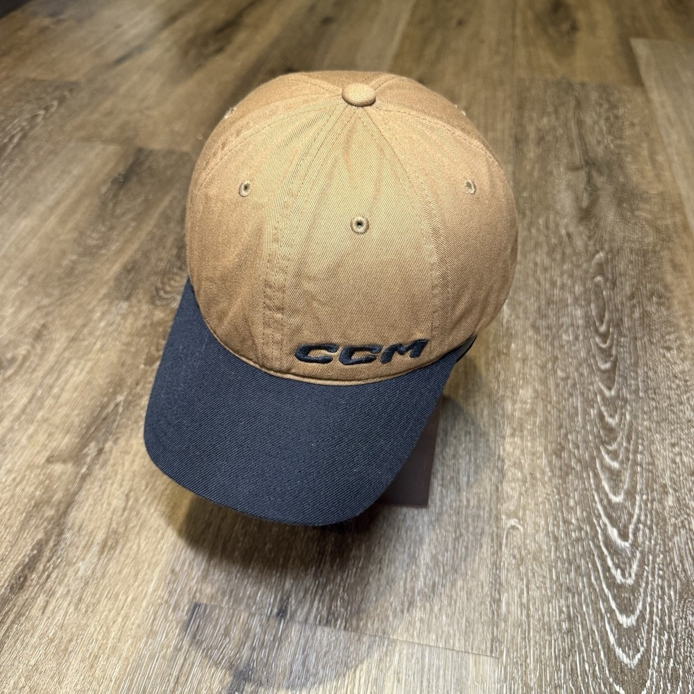 Vintage CCM Hat Brown Black Hockey Adjustable‎ Strap Baseball Cap Dad